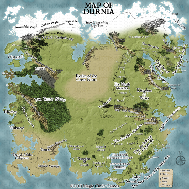 Map of the Continent of Durnia – The Scourged World RPG